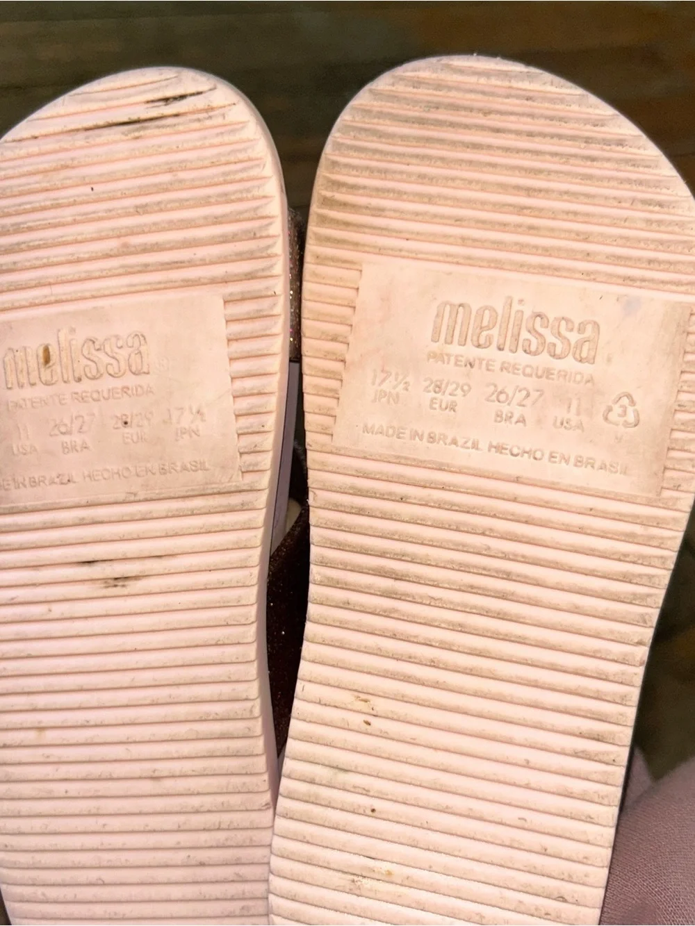 Melissa Kids Glitter Sandals in Pink and Rose Gold